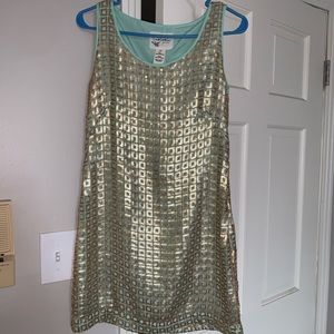 Anthropologie Tabitha Golden Panes Shift Dress 0P